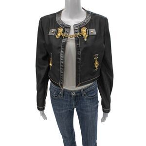 Schiaparelli Womens Black Wool Blend Basic Jacket Hook & Eye Size 38